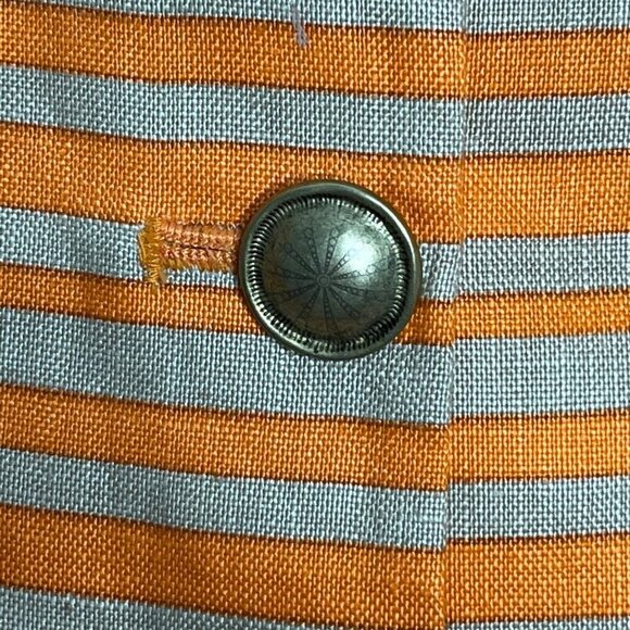Rickie Freeman for Teri Jon Linen Short Sleeve Blazer‎ Orange Brown Striped 6 - Picture 5 of 10